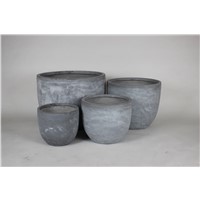 4 Set Round Pots Grey