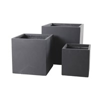 3 Set Cube Pots Dark Grey