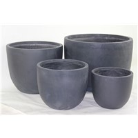 4 Set Round Pots Dark Grey