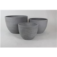 3 Set Round Pots Light Grey