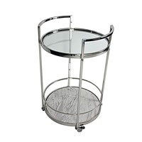 Tech Trolley-Polish S/S Marble White Clear Glass