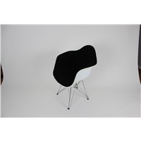 Chair Uphol Blk Fabric/Wh Plastic/Chrome Leg