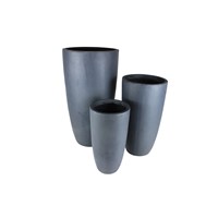 3 Set Tapered Cylinder Pots Dark Grey